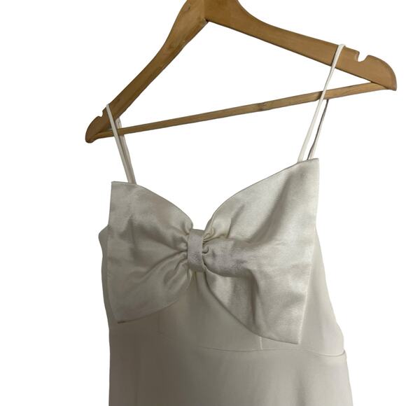 RIXO Bridal Libby Ivory Satin Bow Sleeveless Mini Dress Size XS - Picture 8 of 15